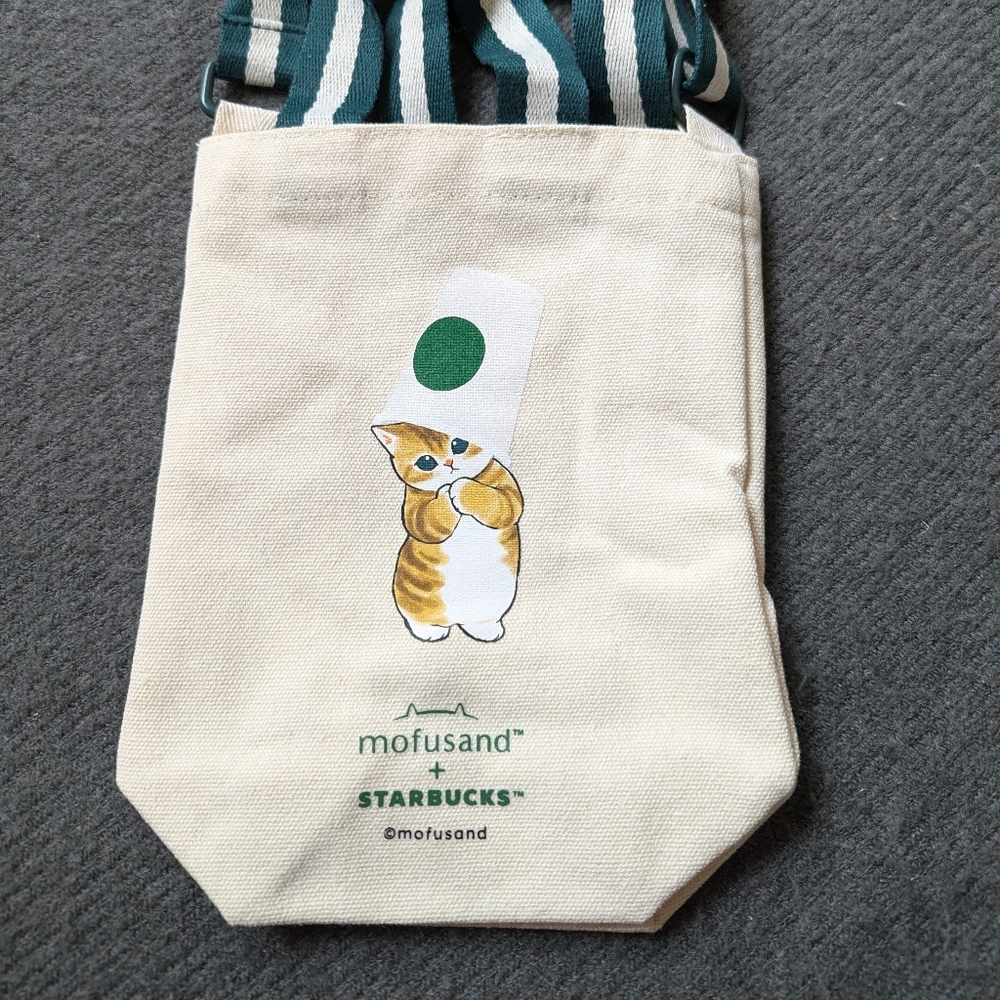 Starbucks Asia Mofusand kitty canvas cup carrier BNWT